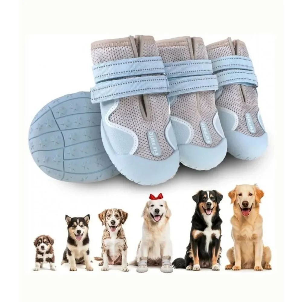 Furmate All Terrain Dog Boots Sz 7 (63–75 lb) NEW Mesh Waterproof Paw Shoes Case